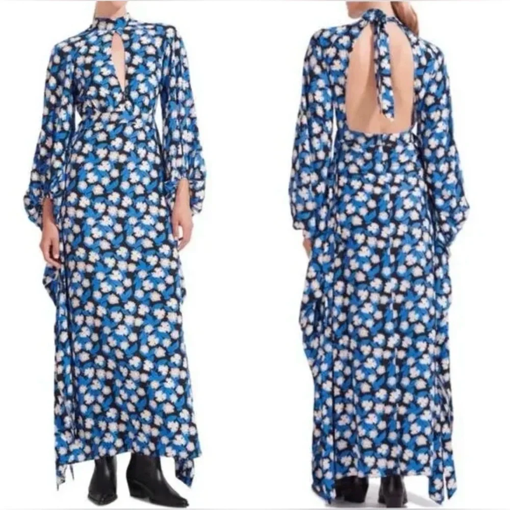 STAUD Danica Floral Long Sleeve Cut Out Maxi Dress - Picture 2 of 10